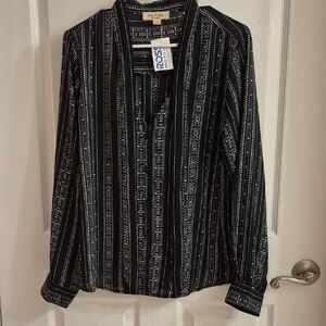 Black and White Striped Women's Top